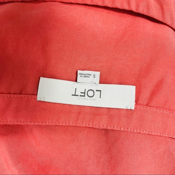 LOFT short sleeve shirt dress coral pink small - Picture 7 of 8